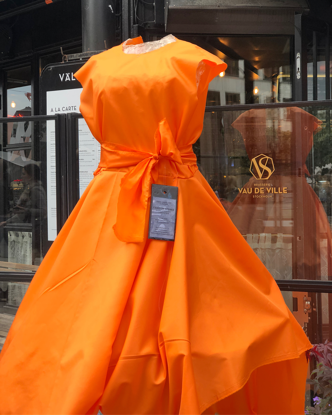 Orange toile-dress for Fashion Speaks project