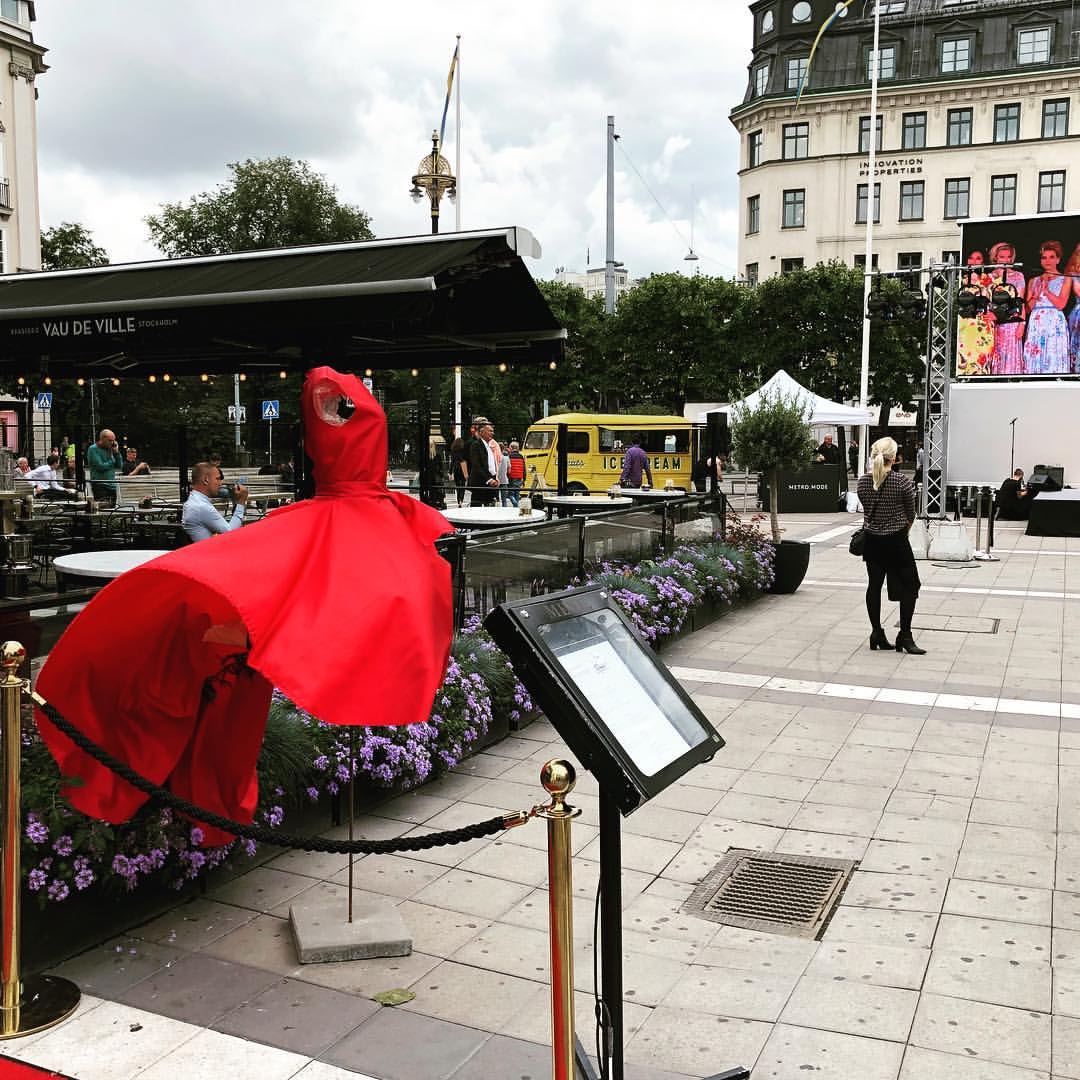 Red dress from the Fashion Week Stockholm project for Fashion Speaks